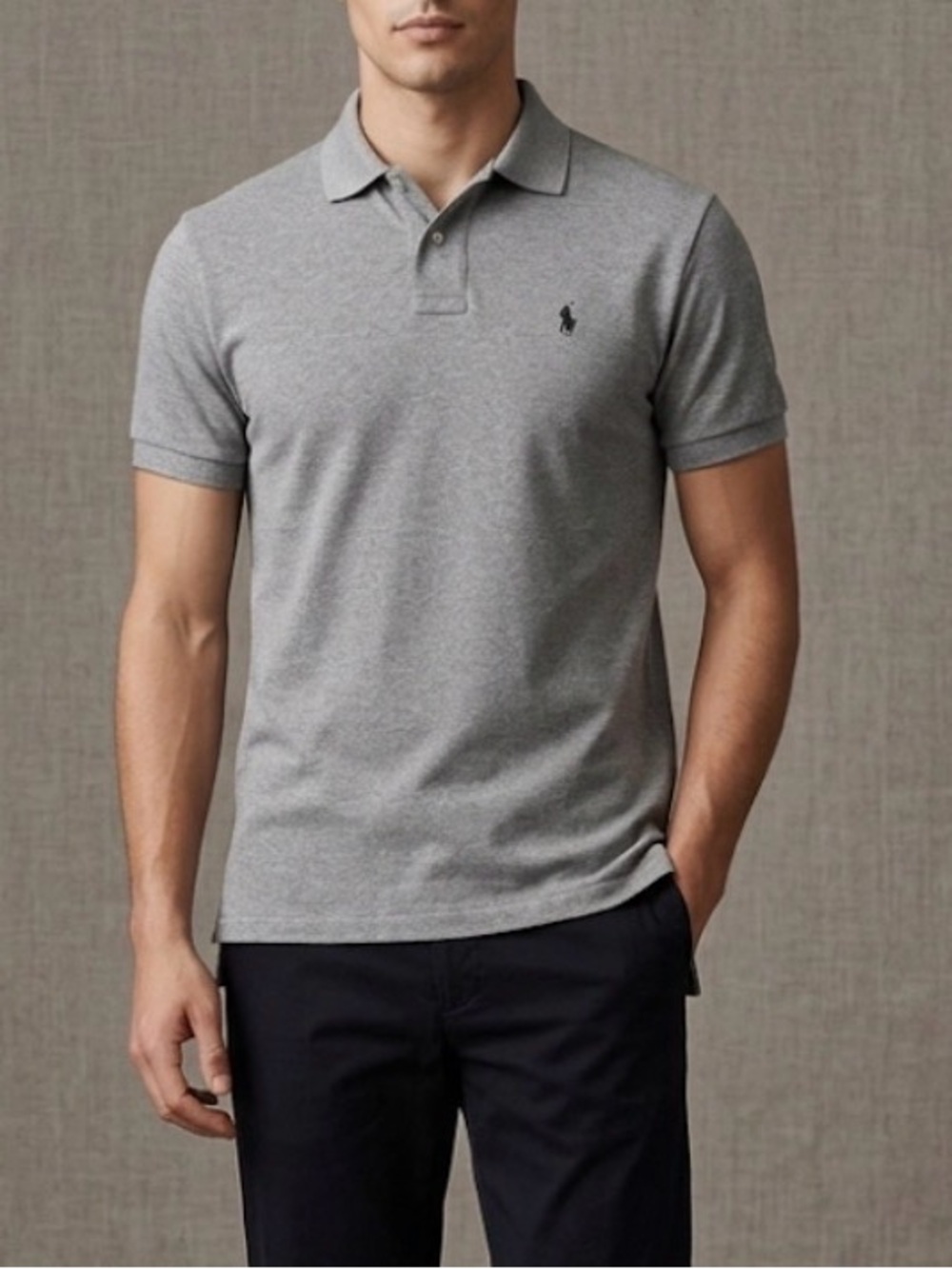 Polo Ralph Lauren Heather Gray Soft Interlock Polo Shirt - Small